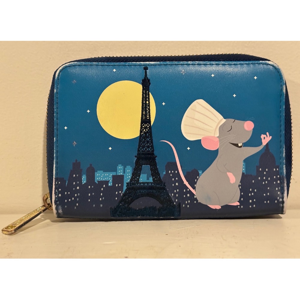 Loungefly Ratatouille Remy Wallet Paris Eiffel Tower Blue Zip Around Good